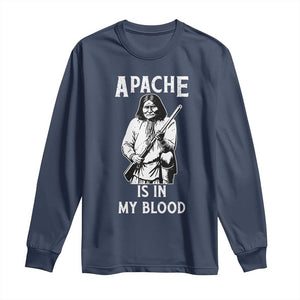 Native American Long Sleeve Shirt Apache Is In My Blood TS14 Navy Print Your Wear