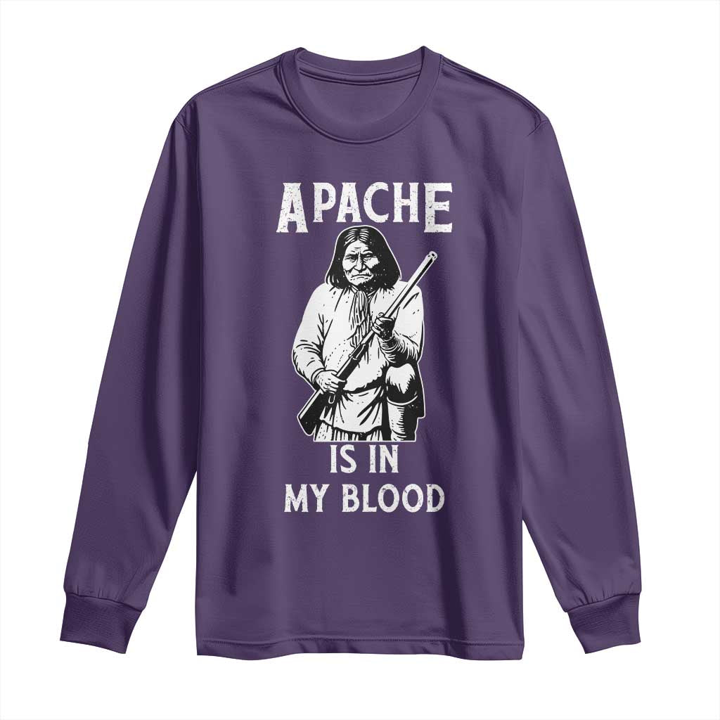 Native American Long Sleeve Shirt Apache Is In My Blood TS14 Purple Print Your Wear