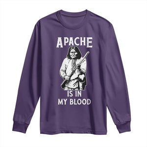 Native American Long Sleeve Shirt Apache Is In My Blood TS14 Purple Print Your Wear