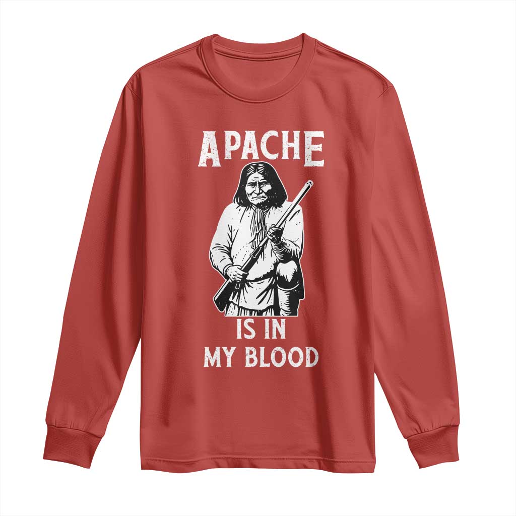 Native American Long Sleeve Shirt Apache Is In My Blood TS14 Red Print Your Wear