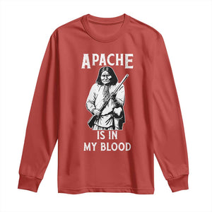 Native American Long Sleeve Shirt Apache Is In My Blood TS14 Red Print Your Wear