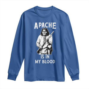 Native American Long Sleeve Shirt Apache Is In My Blood TS14 Royal Blue Print Your Wear