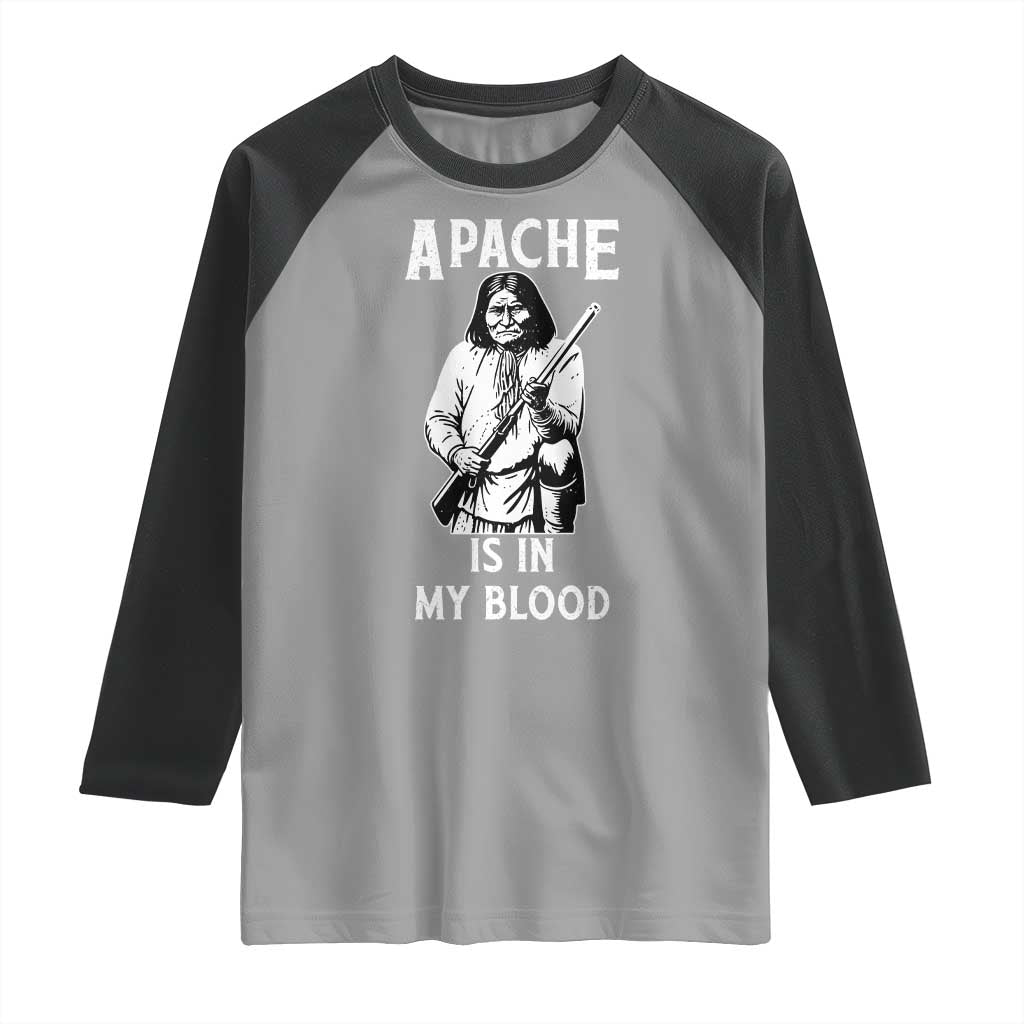 Native American Raglan Shirt Apache Is In My Blood TS14 Sport Gray Black Print Your Wear