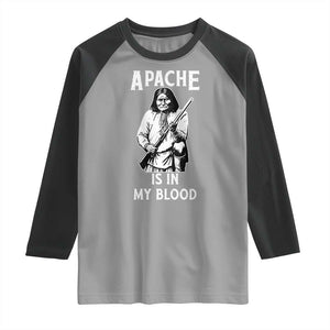 Native American Raglan Shirt Apache Is In My Blood TS14 Sport Gray Black Print Your Wear