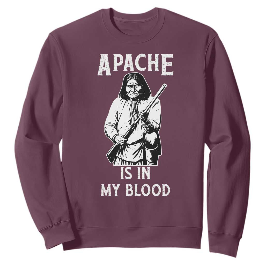 Native American Sweatshirt Apache Is In My Blood TS14 Maroon Print Your Wear