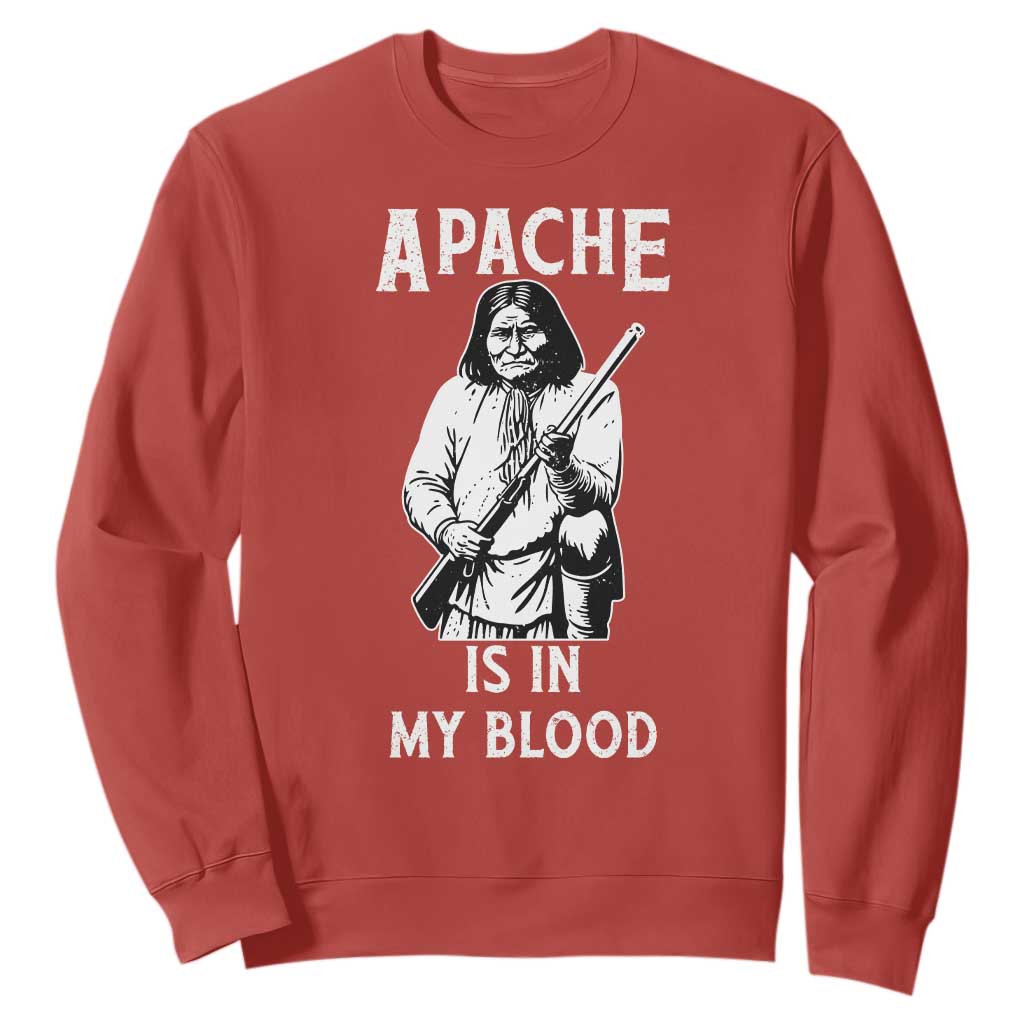 Native American Sweatshirt Apache Is In My Blood TS14 Red Print Your Wear