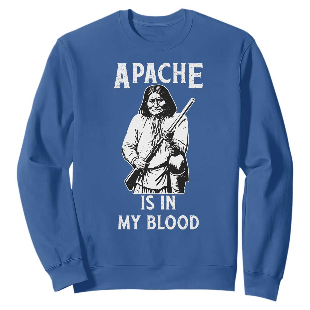 Native American Sweatshirt Apache Is In My Blood TS14 Royal Blue Print Your Wear