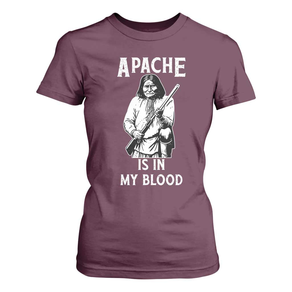 Native American T Shirt For Women Apache Is In My Blood TS14 Maroon Print Your Wear
