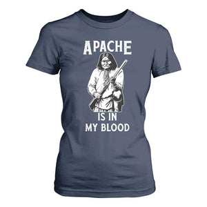 Native American T Shirt For Women Apache Is In My Blood TS14 Navy Print Your Wear