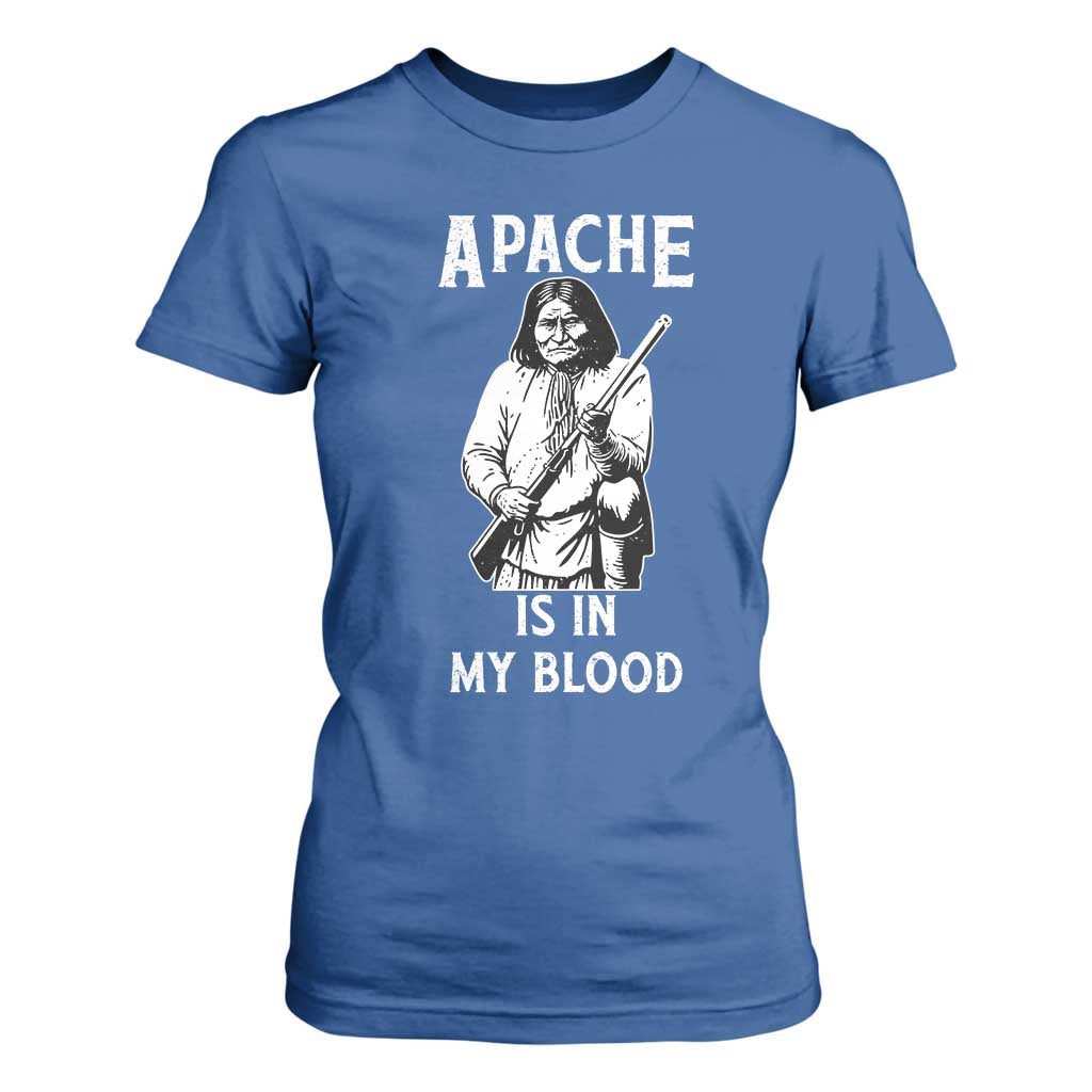 Native American T Shirt For Women Apache Is In My Blood TS14 Royal Blue Print Your Wear