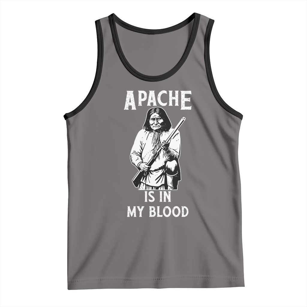 Native American Tank Top Apache Is In My Blood TS14 Deep Heather Black Print Your Wear