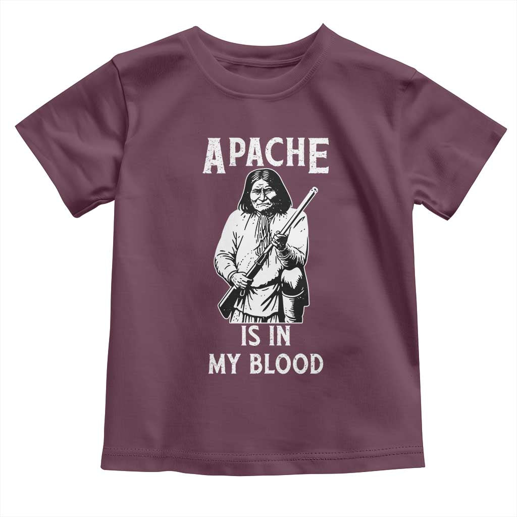 Native American Toddler T Shirt Apache Is In My Blood TS14 Maroon Print Your Wear