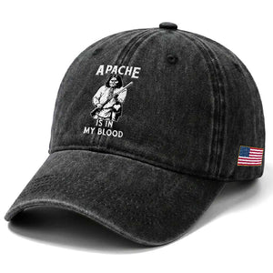 Native American Washed Cotton Baseball Cap Apache Is In My Blood TS14 Print Your Wear