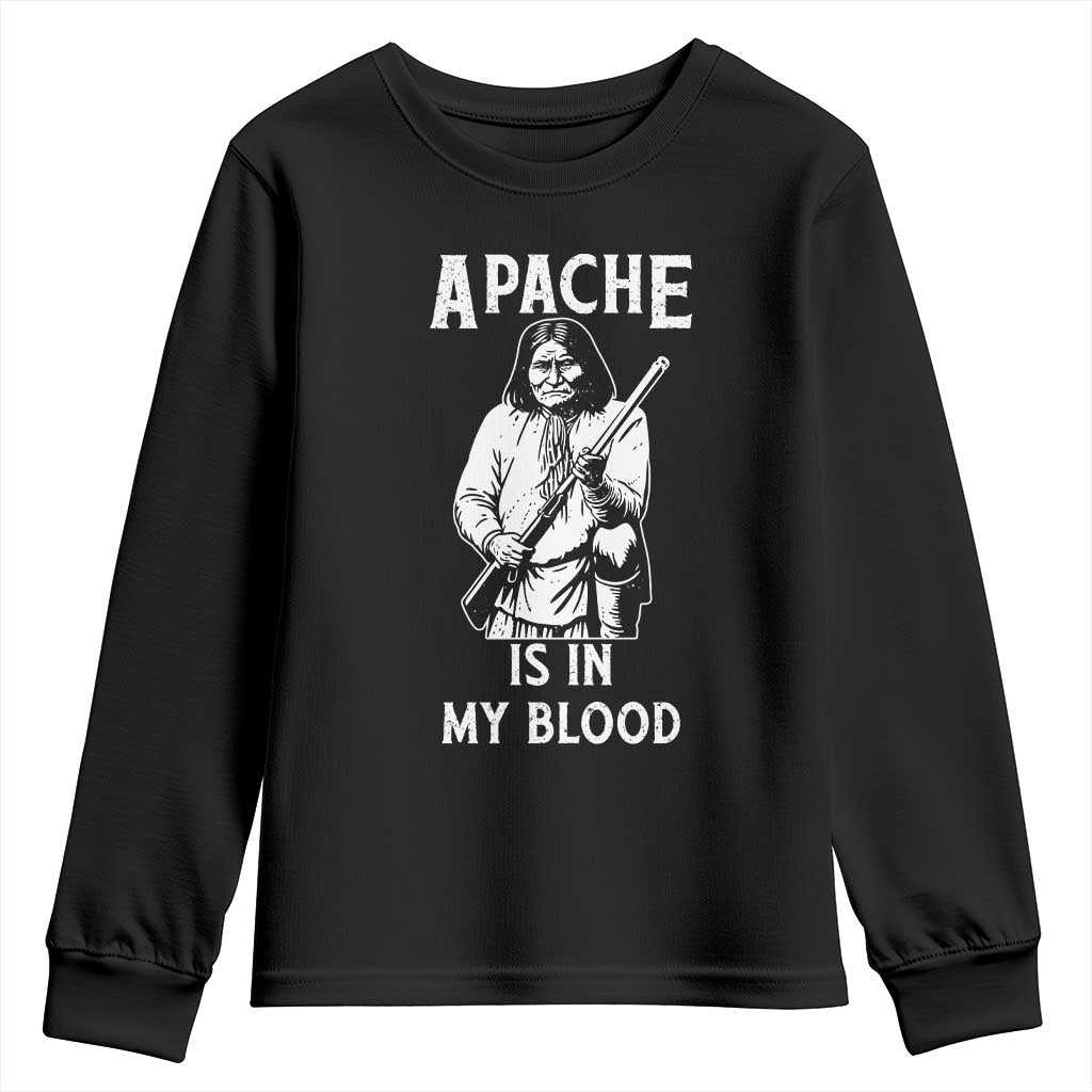 Native American Youth Sweatshirt Apache Is In My Blood TS14 Black Print Your Wear