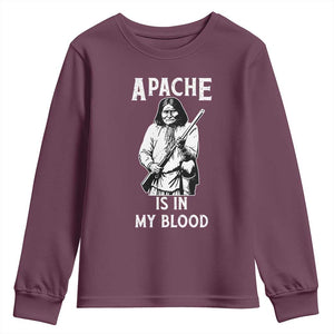 Native American Youth Sweatshirt Apache Is In My Blood TS14 Maroon Print Your Wear