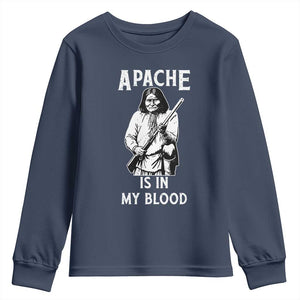 Native American Youth Sweatshirt Apache Is In My Blood TS14 Navy Print Your Wear