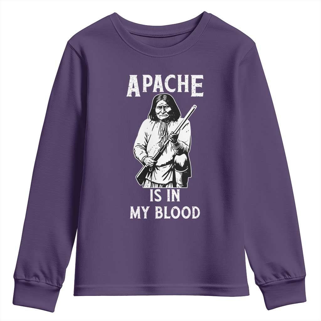 Native American Youth Sweatshirt Apache Is In My Blood TS14 Purple Print Your Wear