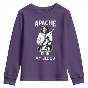 Native American Youth Sweatshirt Apache Is In My Blood TS14 Purple Print Your Wear