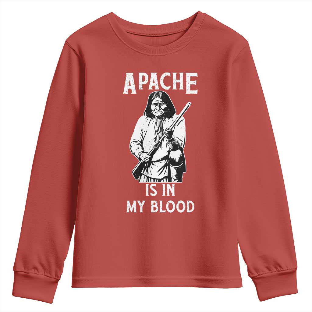 Native American Youth Sweatshirt Apache Is In My Blood TS14 Red Print Your Wear