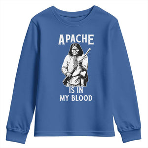 Native American Youth Sweatshirt Apache Is In My Blood TS14 Royal Blue Print Your Wear
