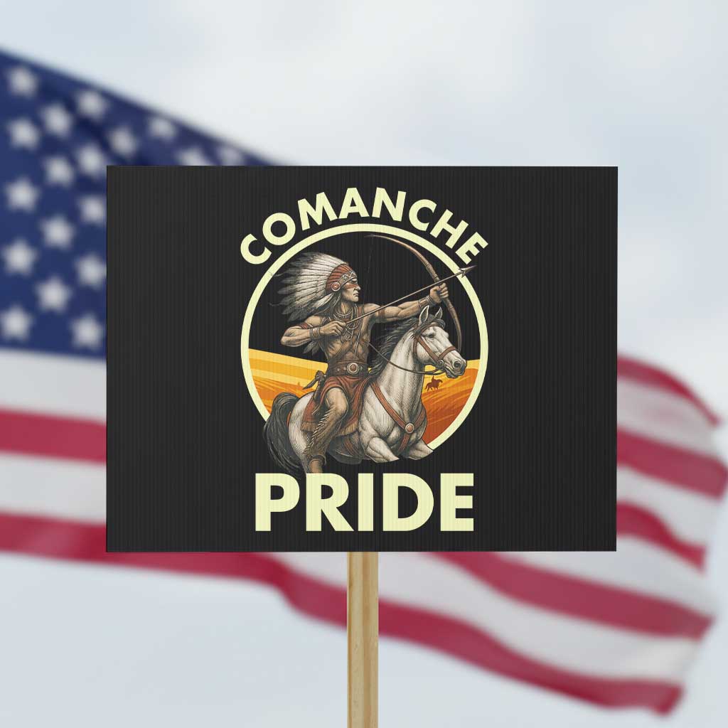Native American Comanche Pride Indigenous People Day Protest Sign TS14 Horizontal 18" × 24" Black Print Your Wear