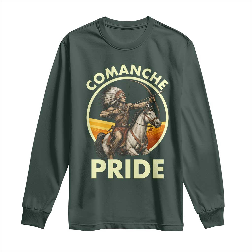 Native American Comanche Pride Indigenous People Day Long Sleeve Shirt TS14 Dark Forest Green Print Your Wear