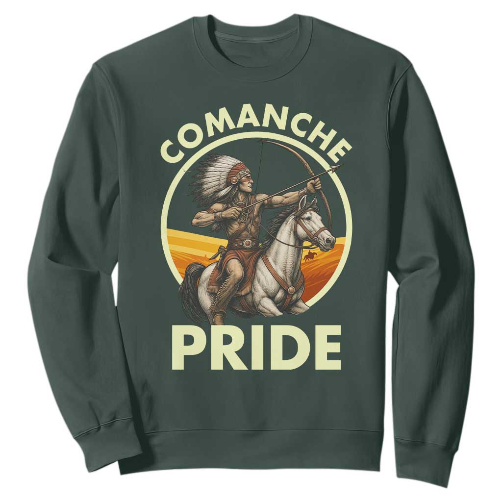 Native American Comanche Pride Indigenous People Day Sweatshirt TS14 Dark Forest Green Print Your Wear