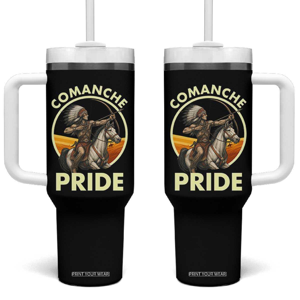 Native American Comanche Pride Indigenous People Day Tumbler With Handle TS14 One Size: 40 oz Black Print Your Wear