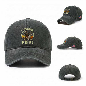 Native American Comanche Pride Indigenous People Day Washed Cotton Baseball Cap TS14 Washed Cap Universal Fit Dark Green Print Your Wear