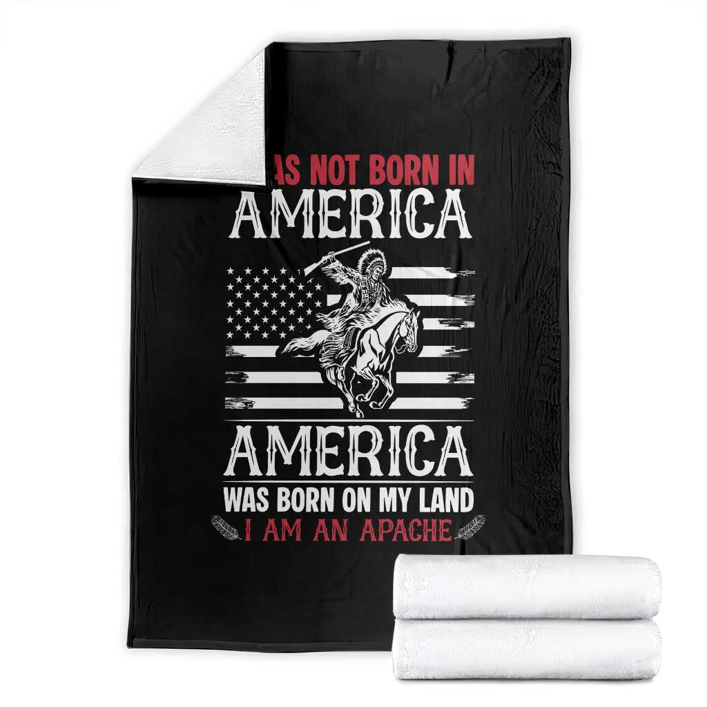 Native American Apache Throw Blanket I Was Not Born In America TS14 Black Print Your Wear