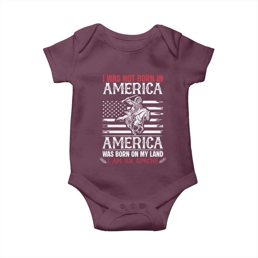Native American Apache Baby Onesie I Was Not Born In America TS14 Maroon Print Your Wear