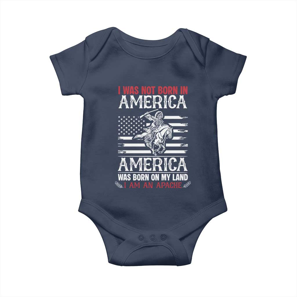 Native American Apache Baby Onesie I Was Not Born In America TS14 Navy Print Your Wear