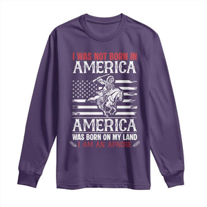 Native American Apache Long Sleeve Shirt I Was Not Born In America TS14 Purple Print Your Wear