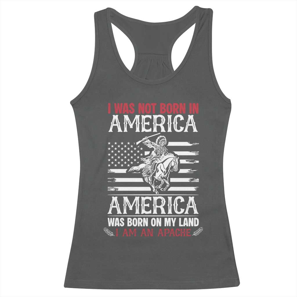 Native American Apache Racerback Tank Top I Was Not Born In America TS14 Dark Heather Print Your Wear