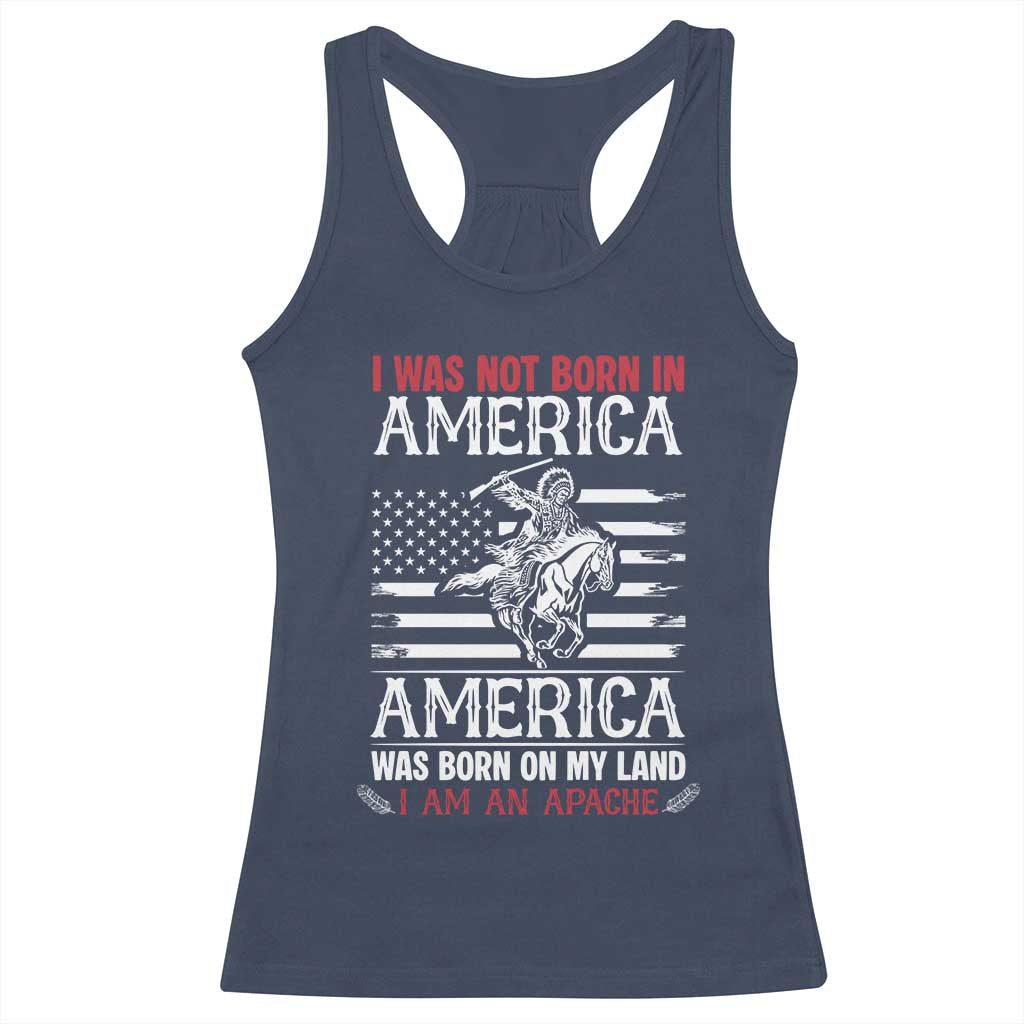 Native American Apache Racerback Tank Top I Was Not Born In America TS14 Navy Print Your Wear