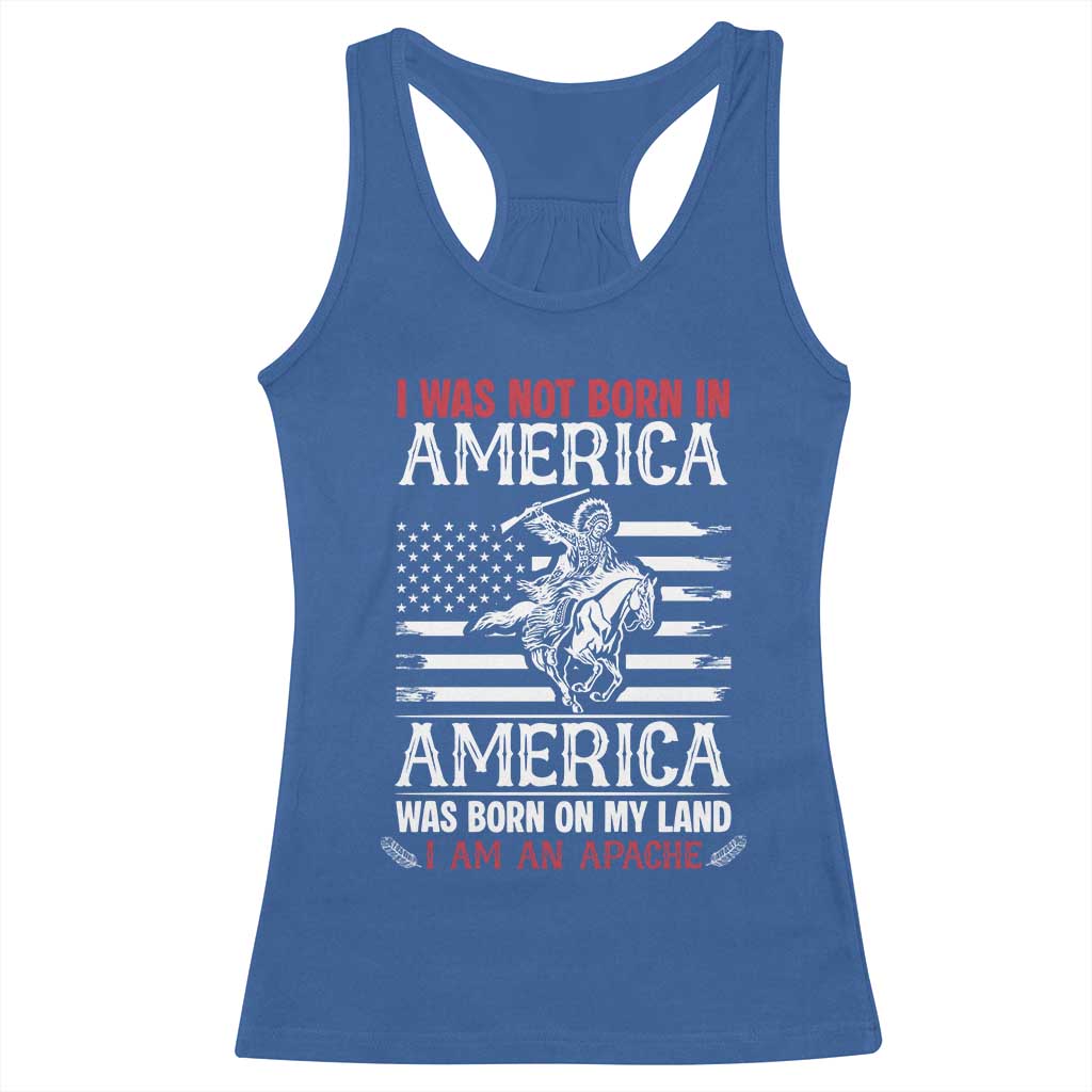 Native American Apache Racerback Tank Top I Was Not Born In America TS14 Royal Blue Print Your Wear