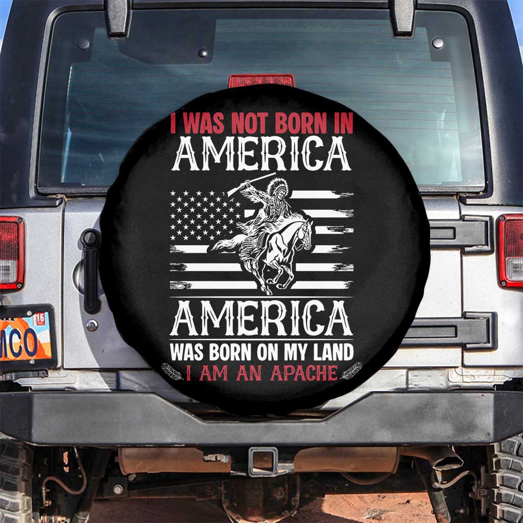 Native American Apache Spare Tire Cover I Was Not Born In America TS14 No hole Black Print Your Wear