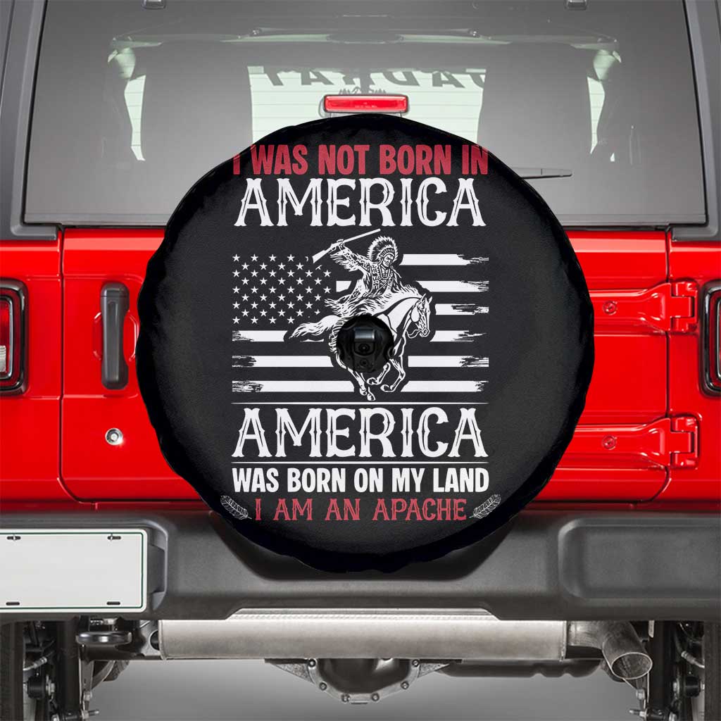 Native American Apache Spare Tire Cover I Was Not Born In America TS14 Black Print Your Wear