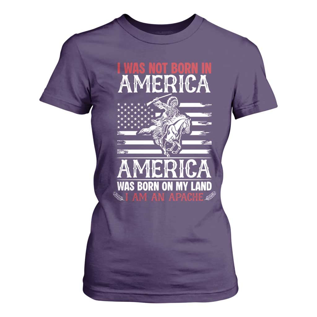 Native American Apache T Shirt For Women I Was Not Born In America TS14 Purple Print Your Wear
