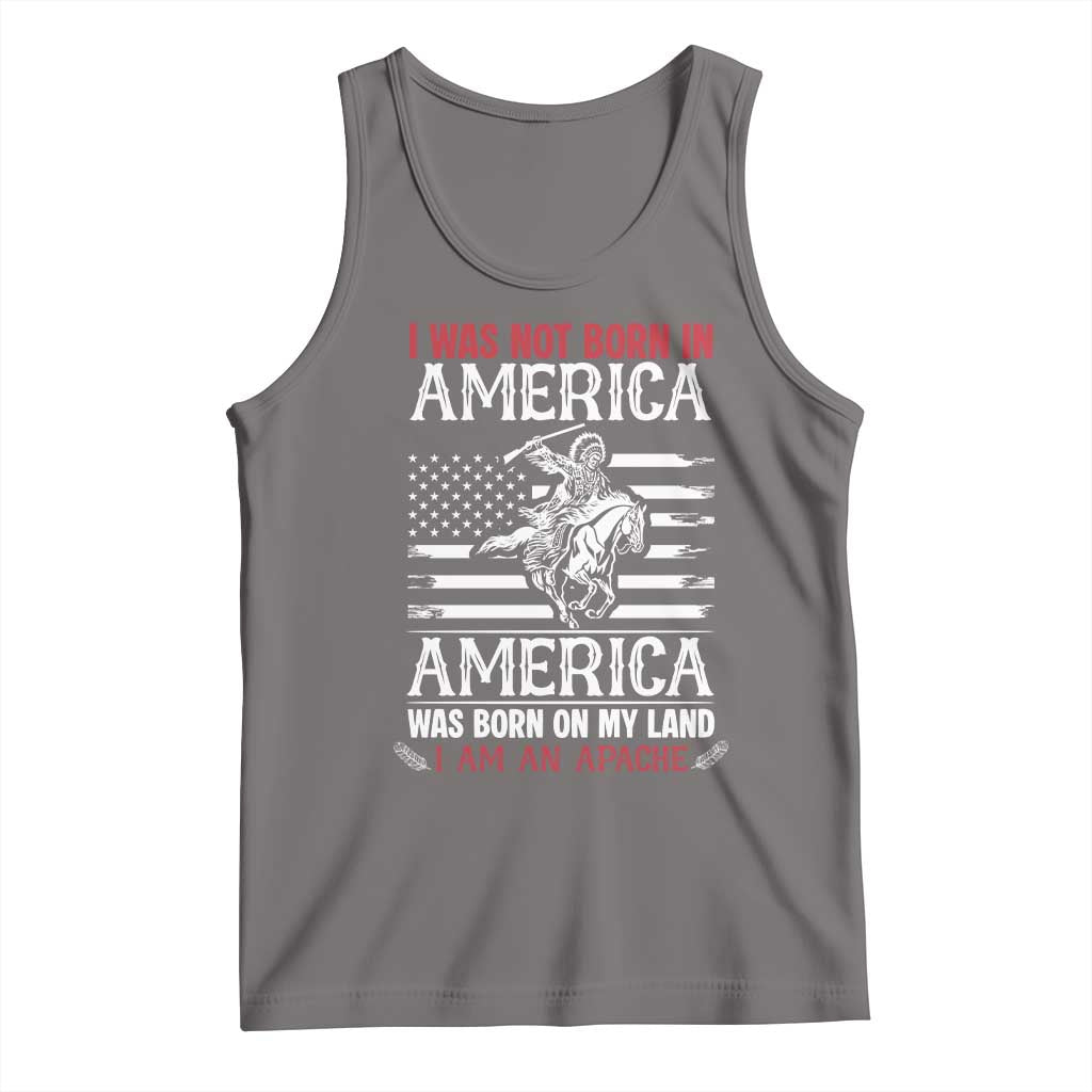 Native American Apache Tank Top I Was Not Born In America TS14 Deep Heather Print Your Wear
