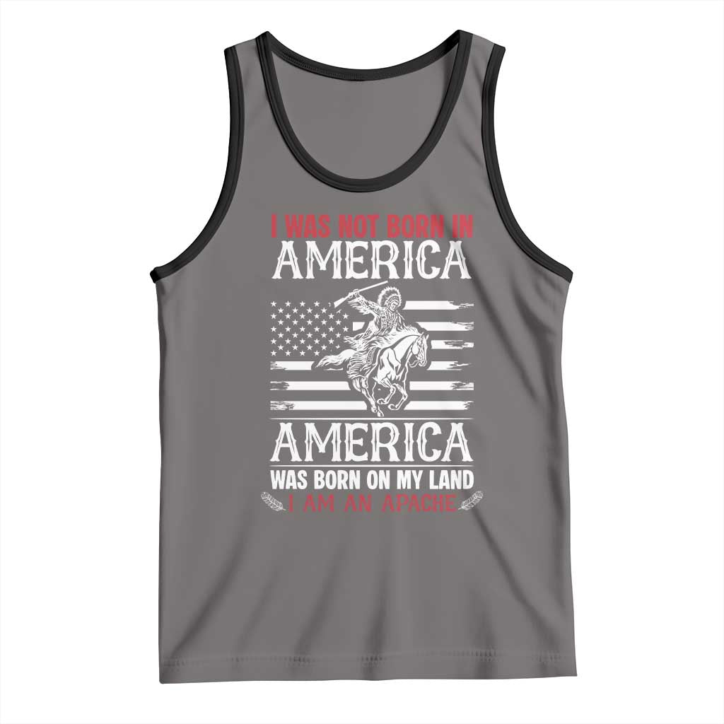 Native American Apache Tank Top I Was Not Born In America TS14 Deep Heather Black Print Your Wear