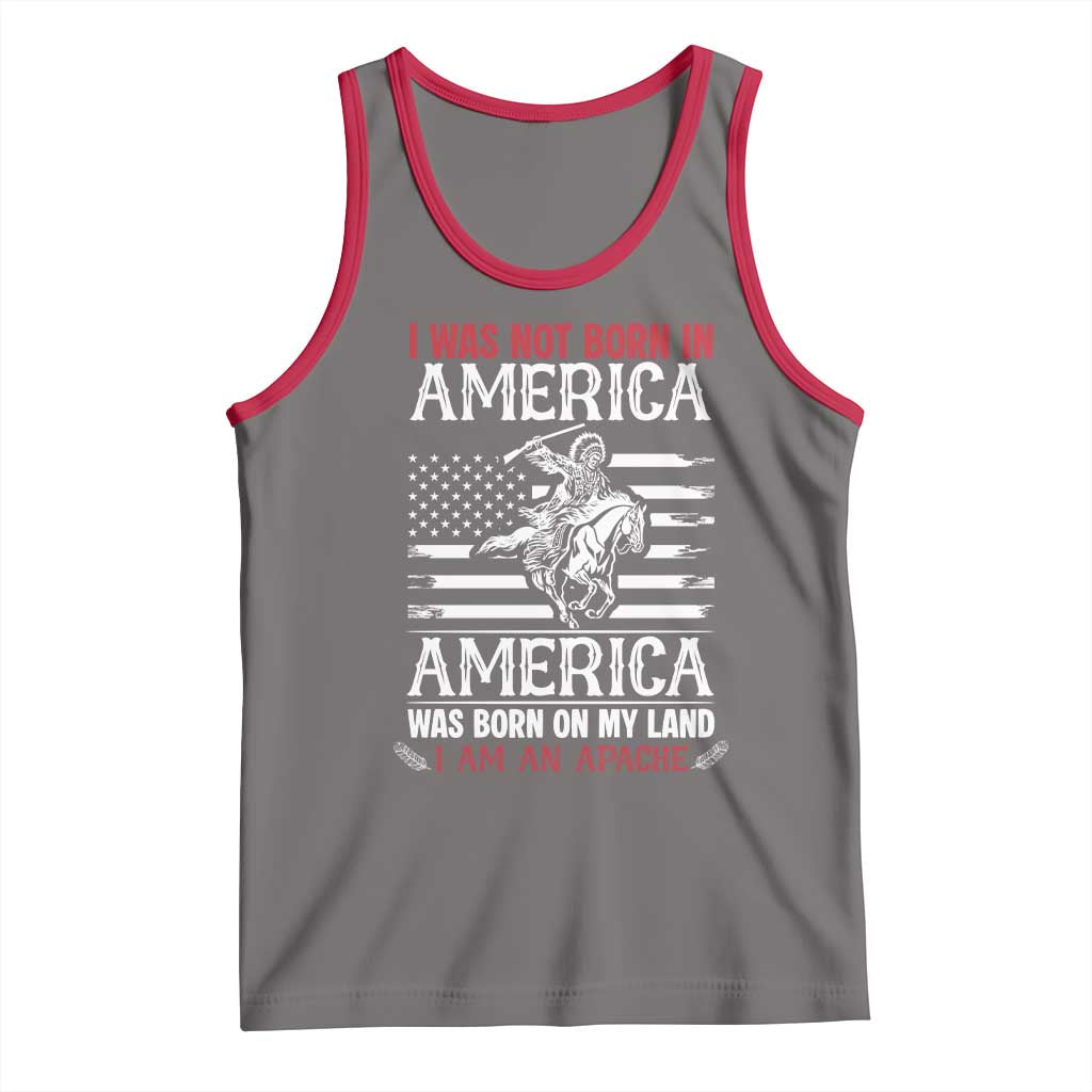 Native American Apache Tank Top I Was Not Born In America TS14 Deep Heather Red Print Your Wear