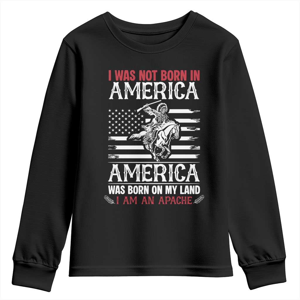 Native American Apache Youth Sweatshirt I Was Not Born In America TS14 Black Print Your Wear