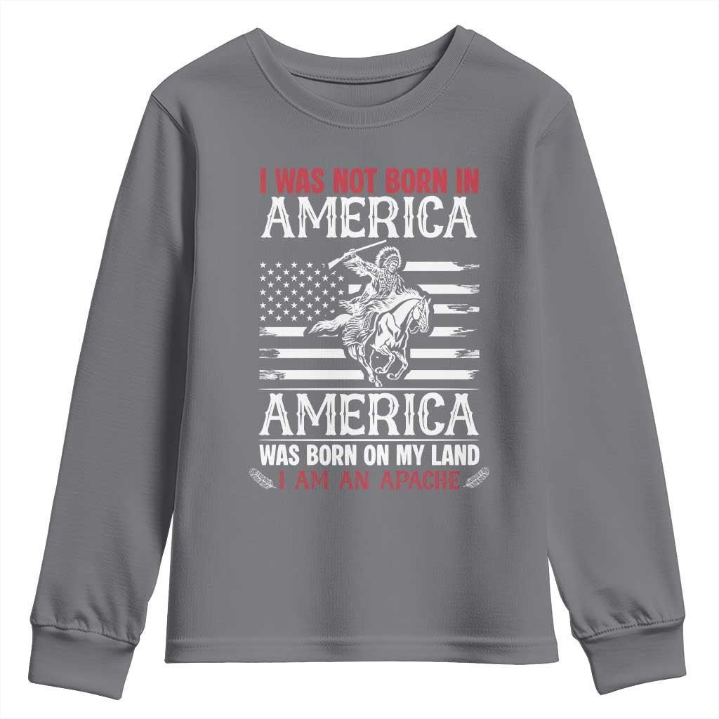 Native American Apache Youth Sweatshirt I Was Not Born In America TS14 Charcoal Print Your Wear