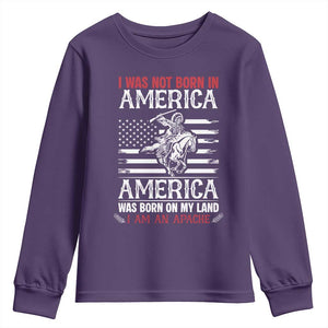 Native American Apache Youth Sweatshirt I Was Not Born In America TS14 Purple Print Your Wear