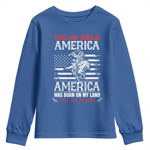 Native American Apache Youth Sweatshirt I Was Not Born In America TS14 Royal Blue Print Your Wear