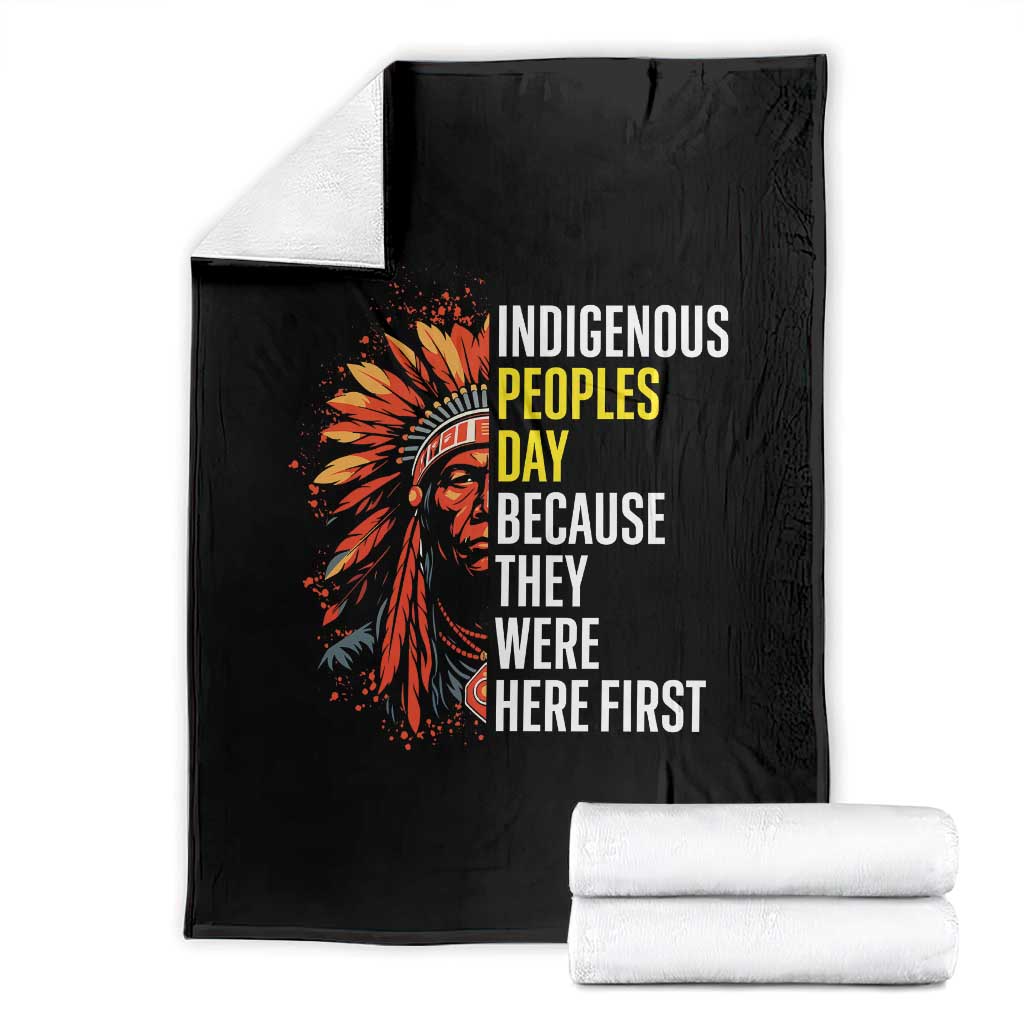 Indigenous Peoples Day Because They Were Here First Throw Blanket TS14 Black Print Your Wear