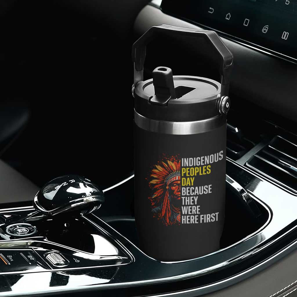 Indigenous Peoples Day Because They Were Here First Flip Straw Tumbler TS14 Print Your Wear