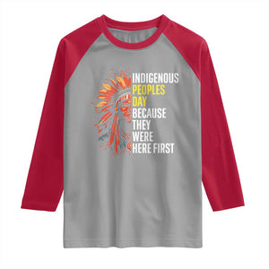 Indigenous Peoples Day Because They Were Here First Raglan Shirt TS14 Sport Gray Red Print Your Wear