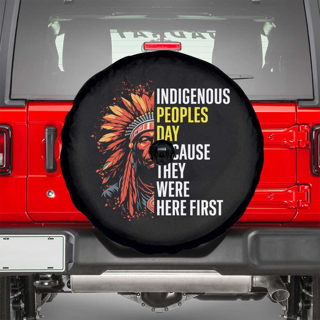 Indigenous Peoples Day Because They Were Here First Spare Tire Cover TS14 Black Print Your Wear